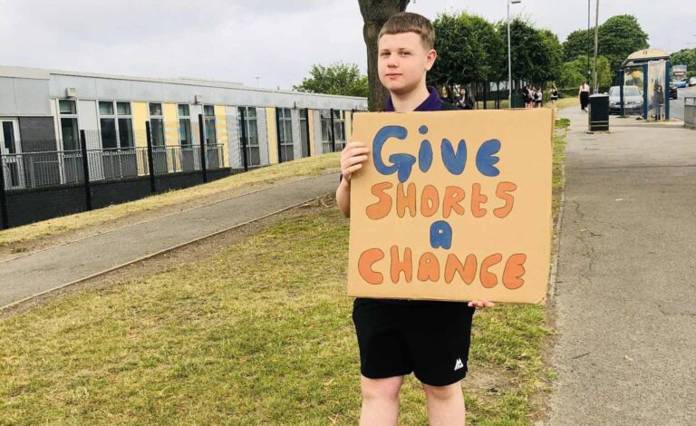 Pupils hold ‘wearing shorts matters’ protest in sweltering heatwave